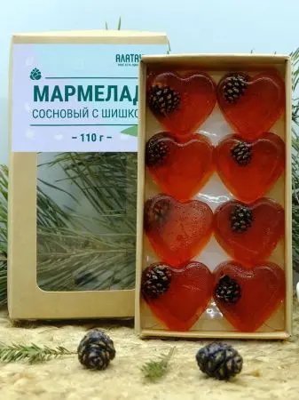 Мармелад "Сердце" с сосновой шишкой в крафтовой коробке, 110г